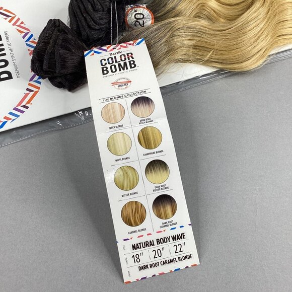 Color Bomb Dark Root Caramel Blonde Loose Wave 18-22” Synthetic Hair Bundles - Picture 4 of 6